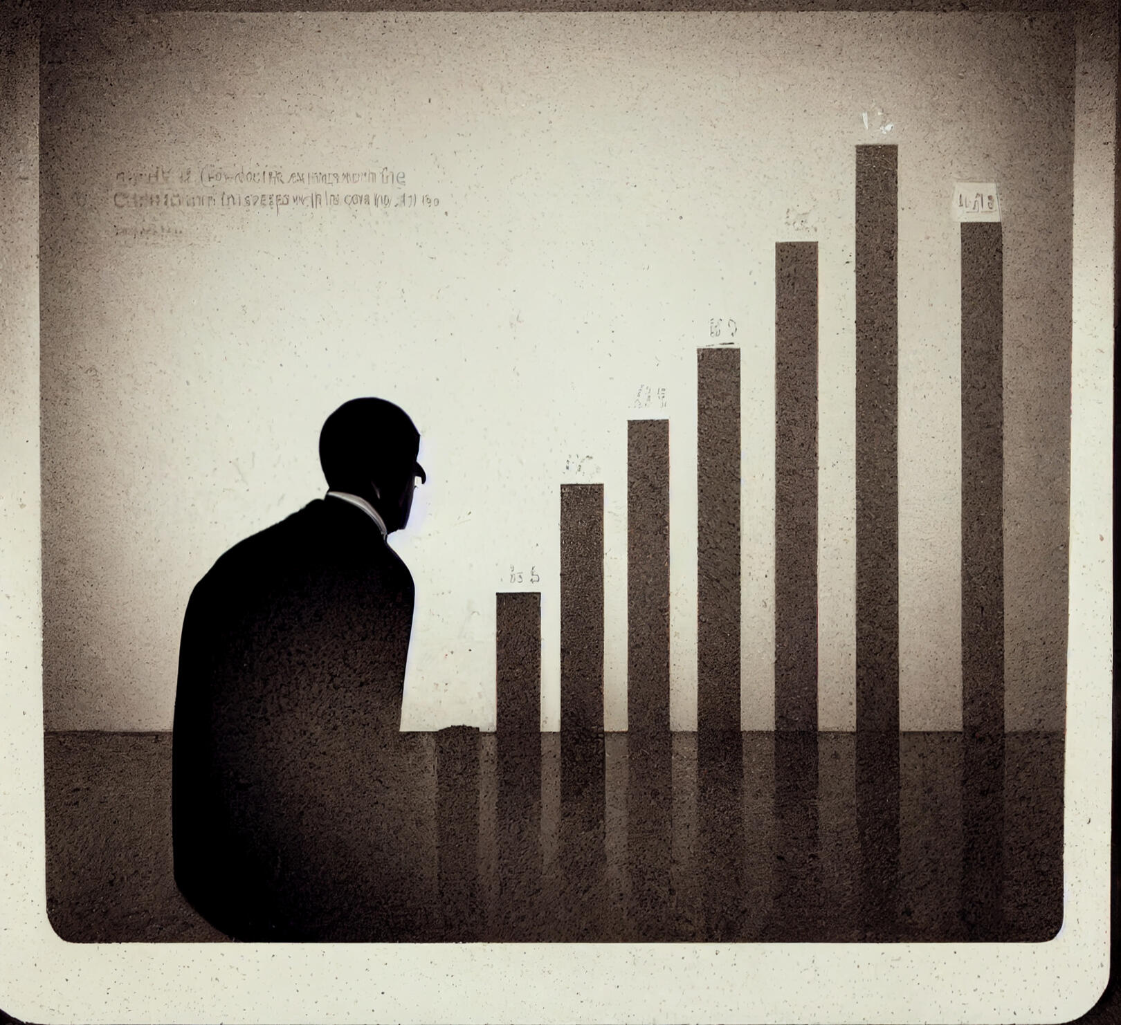 silhouette of man looking at chart of compound interest