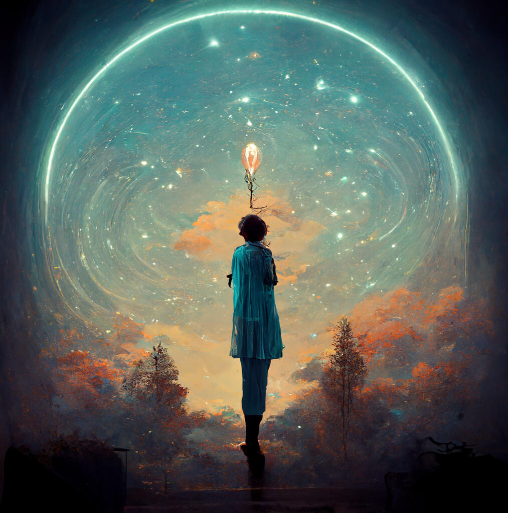 Person looking into the future